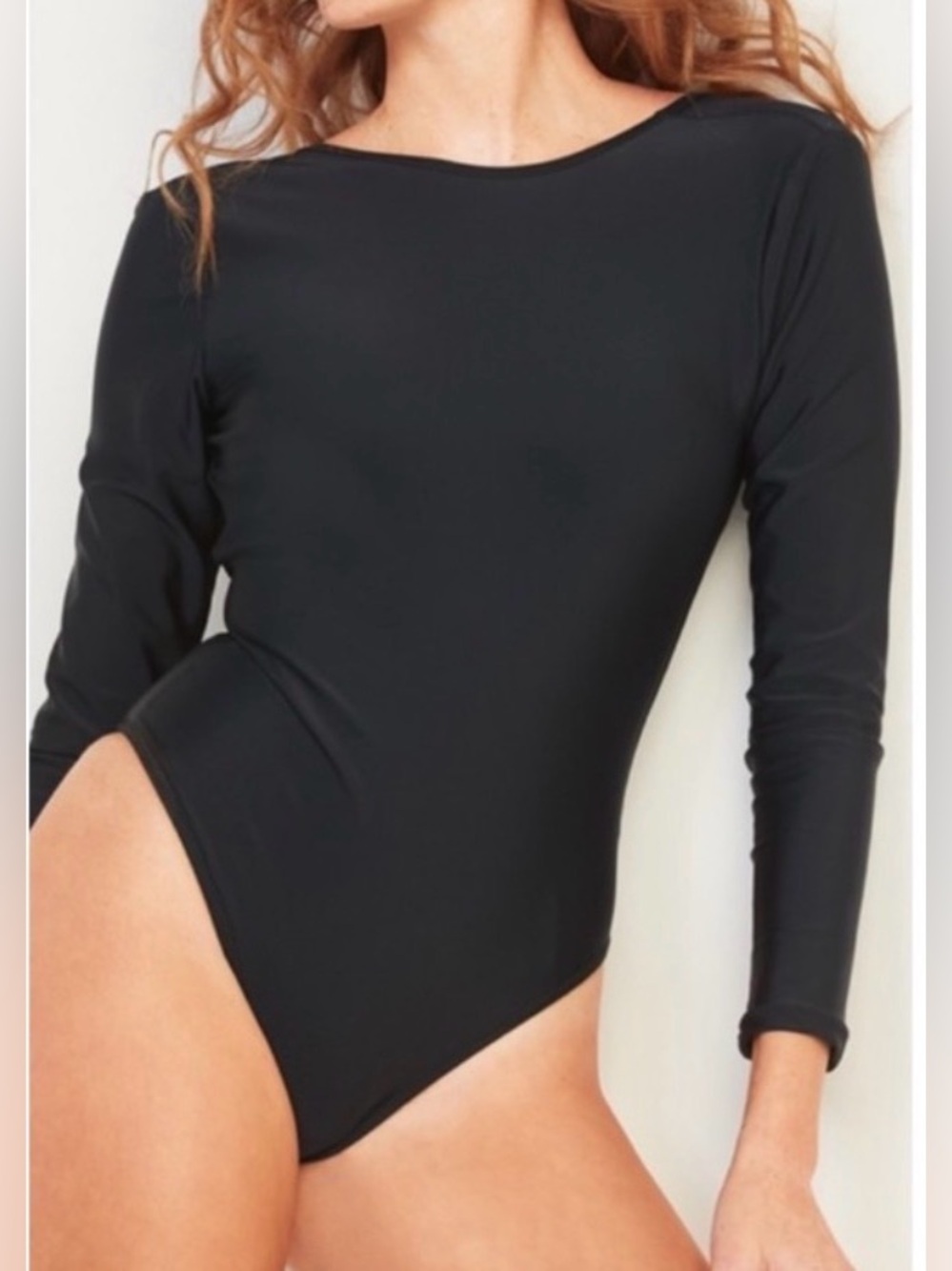Old Navy One Piece Rash Guard Black Swimsuit Sz Medium
